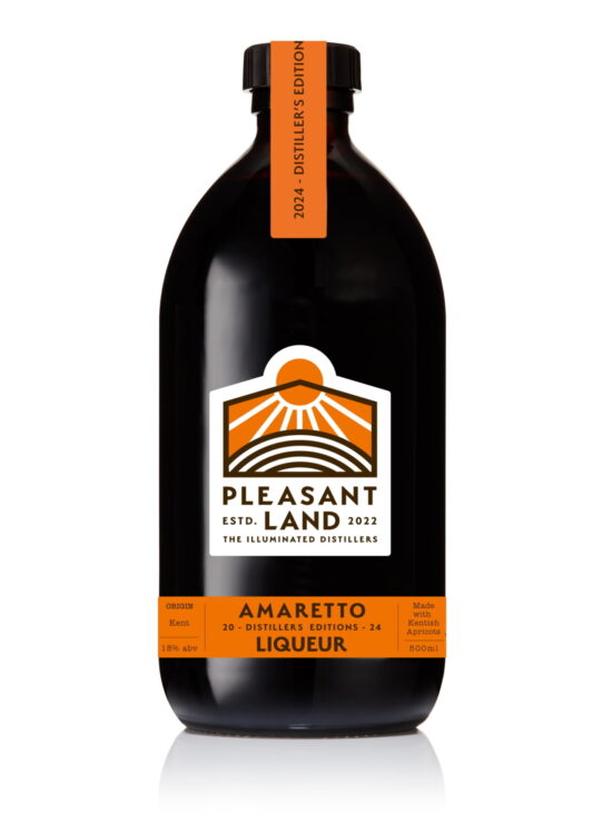 Amaretto Product Shot Mockup 2024 label Pleasant Land Distillery 30603 copy